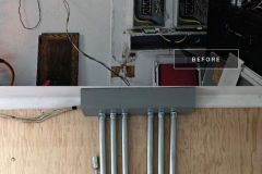 All Phase Electric LLC | Before and after of a service upgrade replacing two crowded panels with new load centres and a Generac transfer switch | Southern NH