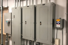 All Phase Electric LLC | Commercial panel board line-up with meter and conduit risers | Southern NH